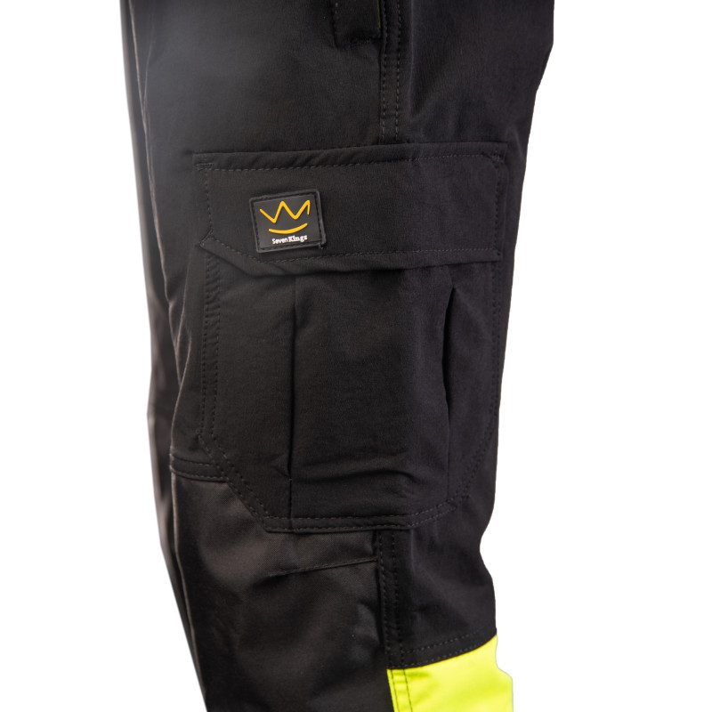 FLASH JOGGER SPODNIE SKF03Y CZARNY/ŻÓŁTY KAT II SEVEN KINGS
