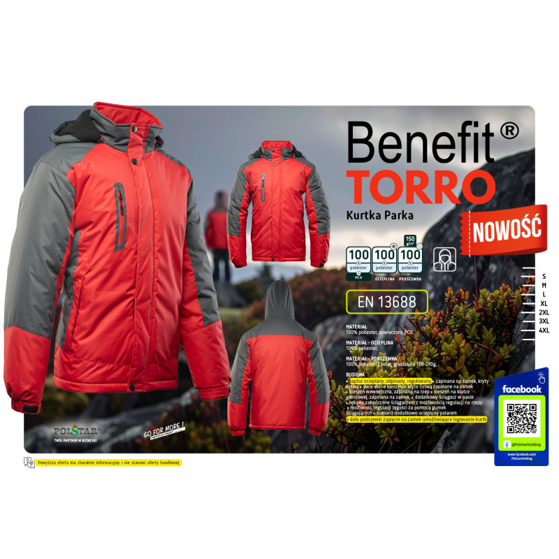 BENEFIT TORRO KURTKA STALOWY/CZERWONY BENEFIT