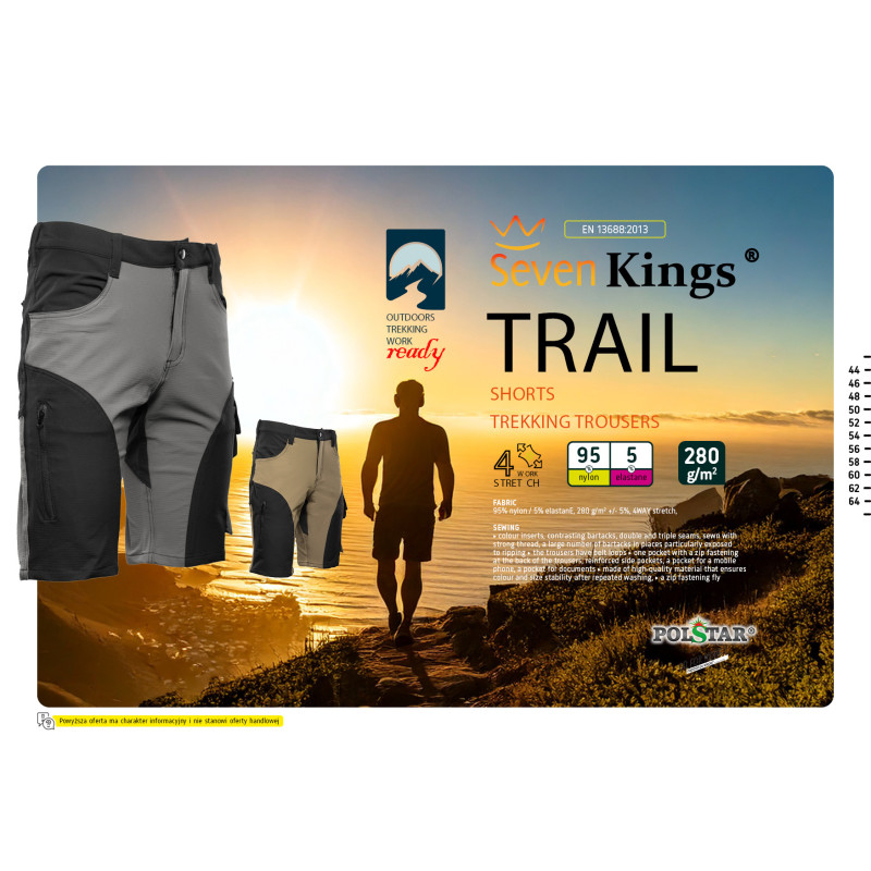 TRAIL SPODNIE KRÓTKIE STAL/CZARNY SEVEN KINGS
