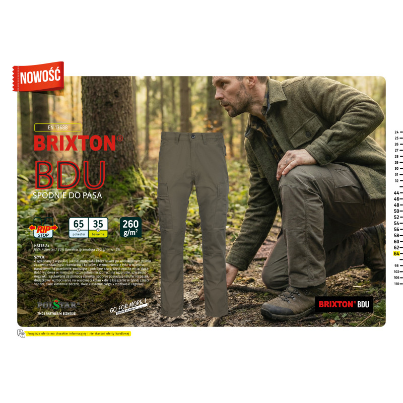 SPODNIE DO PASA BDU KHAKI BRIXTON BDU