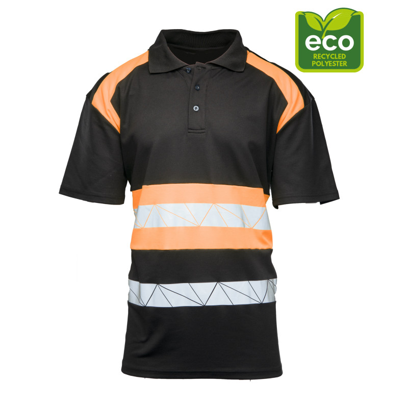 ECO RIVAL KOSZULKA POLO CZARNY/POMARAŃCZ SEVEN KINGS