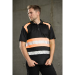 ECO RIVAL KOSZULKA POLO CZARNY/POMARAŃCZ SEVEN KINGS