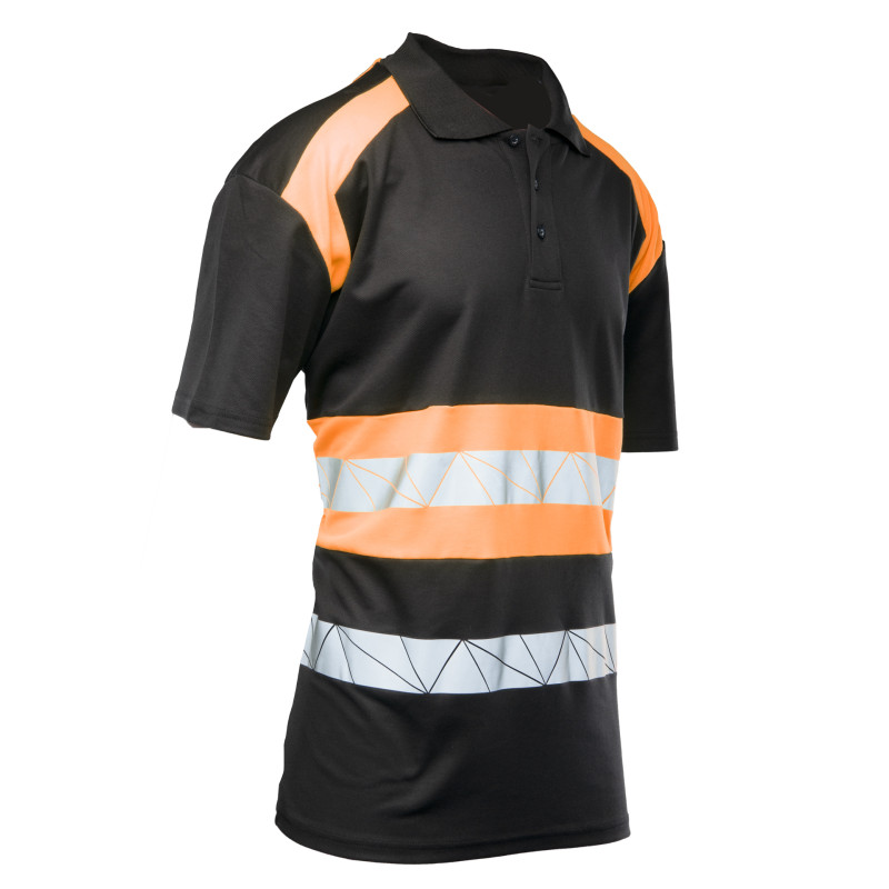 ECO RIVAL KOSZULKA POLO CZARNY/POMARAŃCZ SEVEN KINGS