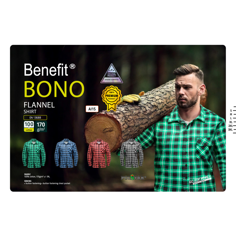 BONO KOSZULA FLANELOWA CZERWIEŃ BONO
