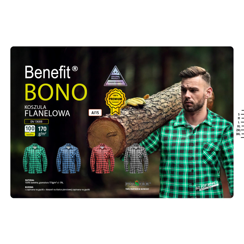 BONO KOSZULA FLANELOWA SZARY BONO